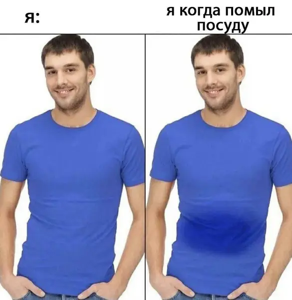 Если после посуды живот остался сухой — значит, посуду ты не мыл.